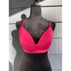 Victoria Secret Red/Pink 32DD/E70 No Wire Back Lace Bra!